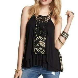 NWT,Free People Tiger Lily Boho Fringe Southwestern Braided Tank Top, Size Small
